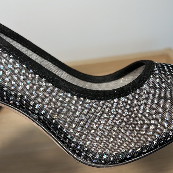Worn twice Stuart Weitzman Tasha 100 mesh suede pointed sparkle heels 8.5 box - Picture 9 of 15